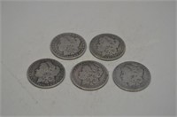 (5) Morgan Silver Dollars: 1878s.81o,87o,89o,99o