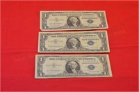 (3) One Dollar Silver Cert. Notes: 1935 & 1957