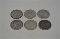 (6) Morgan Silver Dollars: 4-1921s, 2-21d