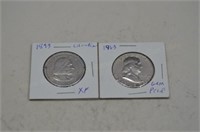(2) Silver Half Dollars: 1893 Columbian XF &