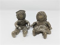 Pewter Raggedy Ann & Andy Figurines