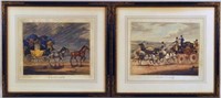 Pair English Hand Colored Coaching Engravings