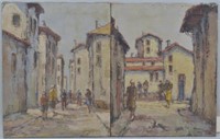 J. Albert, Two O/C Paintings of French Villages