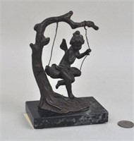 After Auguste Moreau Bronze "Putti on Swing"