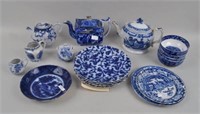 Large Group English B/W Porcelain Wares