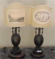 Pair Bronze Ewers/Urns, As Lamps