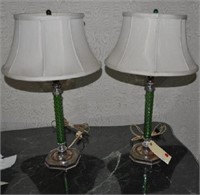 Pair Twisted Glass/Silver Candlesticks, As Lamps