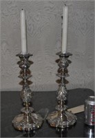 Pair Sheffield Plate Rococo Style Candlesticks