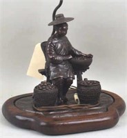 French Bronze Figural Inkwell Table Lamp