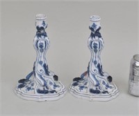 Pr. Meissen Blue/White Onion Pattern Candlesticks