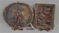 Two Terra Cotta Polychrome Biblical Plaques