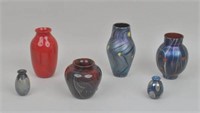 Six Contemporary Art Glass Vases
