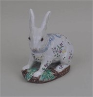 An Emile Galle' Pottery Rabbit Vase