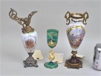 Three Continental Porcelain, Glass Items