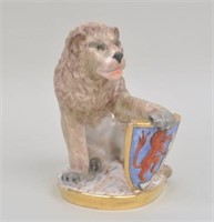 Meissen Porcelain Figure of a Seated Lion w/Shield