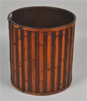 Modern Spoked Wooden Cylindrical Storage Bin