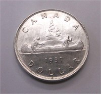 1937 Canada .800 Fine Silver Dollar