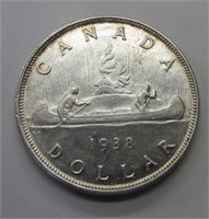 1938 Canada .800 Fine Silver Dollar