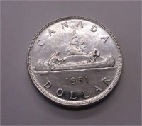 1951 Canada .800 Fine Silver Dollar