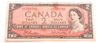 1954 2 Dollar Canada Bank Note
