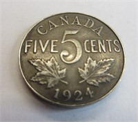 1924 Canada 5 Cent Piece