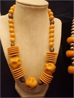 Vintage Amber Acrylic Bead & Metal Necklaces