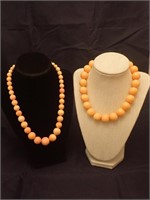 Vintage Peach Coral Stone Beaded Necklaces
