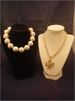 Giant Faux Pearl & Cross Necklaces
