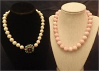 Vintage Carolee Magnetic & Pink Coral Necklaces