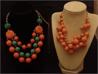 Fun Fun Orange & Green Beaded Necklaces