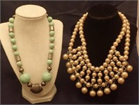 Heavy Green Stone Beads & Acrylic Bead Necklaces
