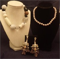 Vintage Beaded Necklaces and Clip On Earrings