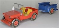 Marx Tin Litho Willys Jeep and Trailer