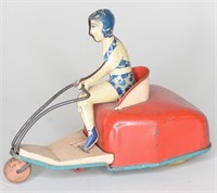 Wyandotte Wind Up Tin Litho Girl on a Trike