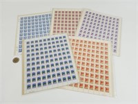 5 Feuilles de timbres 1977