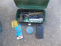 Green tool box with drill bits