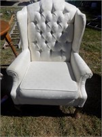 white wing back chair
