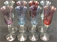 BOHEMIAN ETCHED CHAMPAGNE TINTED FLUTES