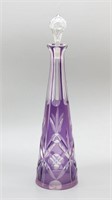 Bohemian Czech Glass Purple Cut to Clear Decanter