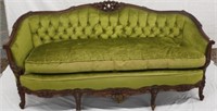 French Mahg Empire Style Sofa w/ Button Tuck Back