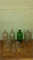 7 vintage assorted glass bottles