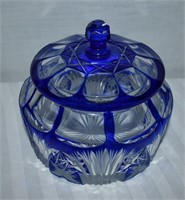 Crystal Azure Cut To Clear Lidded Jar