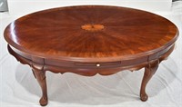 Mahogany Inlaid Oval Coffee Table