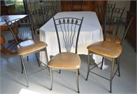 6 + 2 Modern Wrought Iron Chairs w Leather Seats