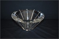 Kosta Boda V Cut Art Glass Crystal Bowl Signed