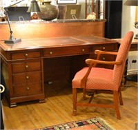 Leather tooled top desk w/ upholstered chair