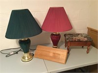 2 Lamps, Shelf, & Foot Stool