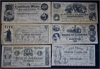 Lot of 6 Confederate US Bills - Copies