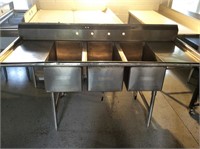 85" 3 bay sink w/ 2 drainboards