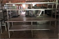 96" s/s table with shelf unit
